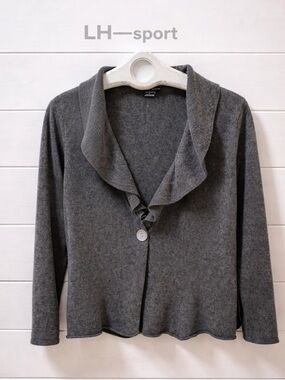 LH SPORT – Grey 100% Cashmere Cardigan (L)